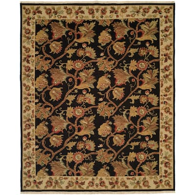 Traditional Black Flatweave Wool Area Rug