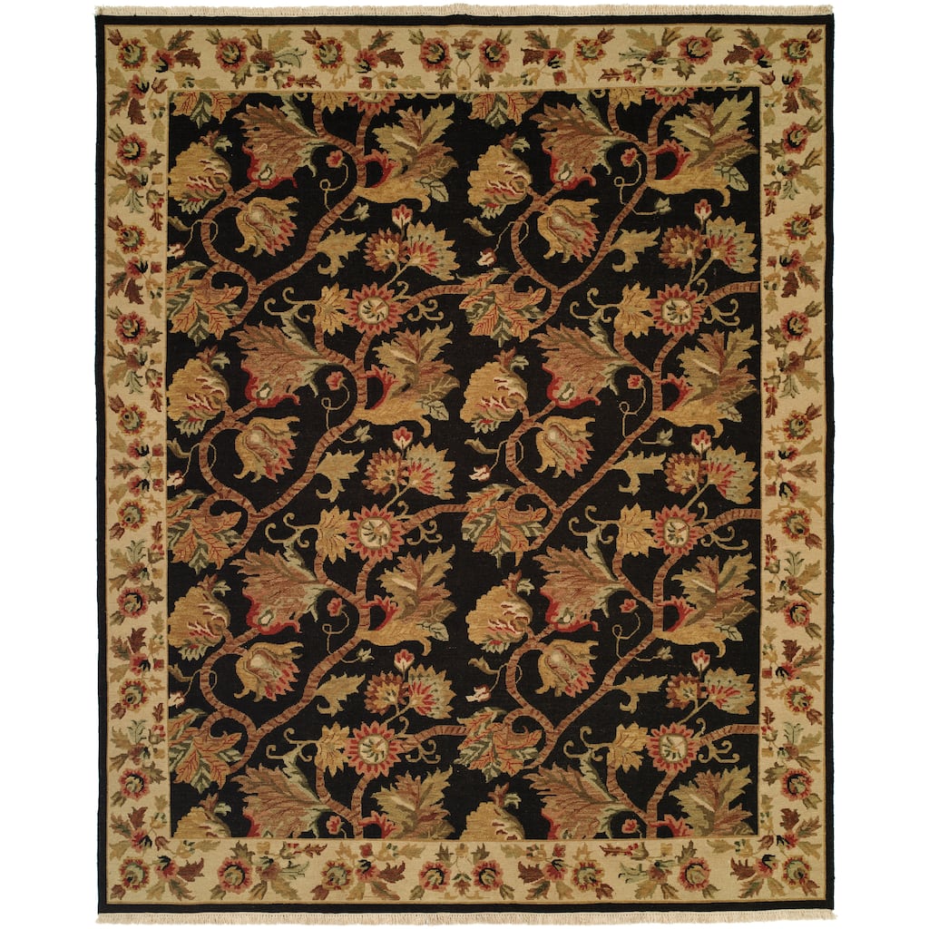 Traditional Black Flatweave Wool Area Rug