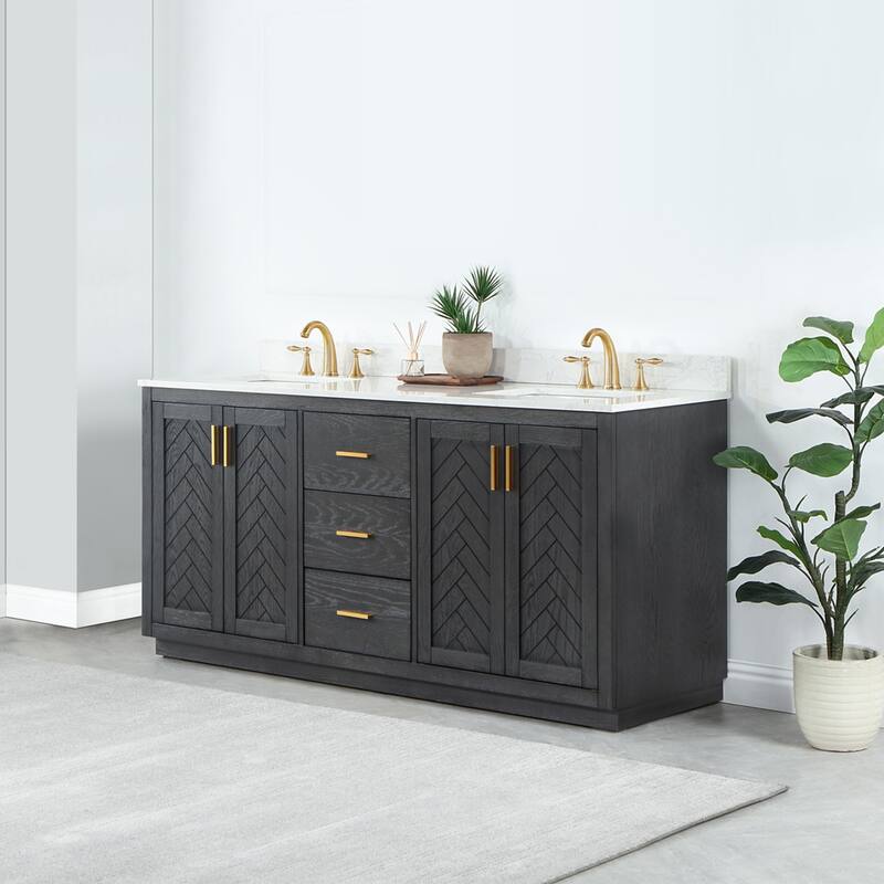 Altair Gazsi Bathroom Vanity with Composite Stone Countertop without Mirror