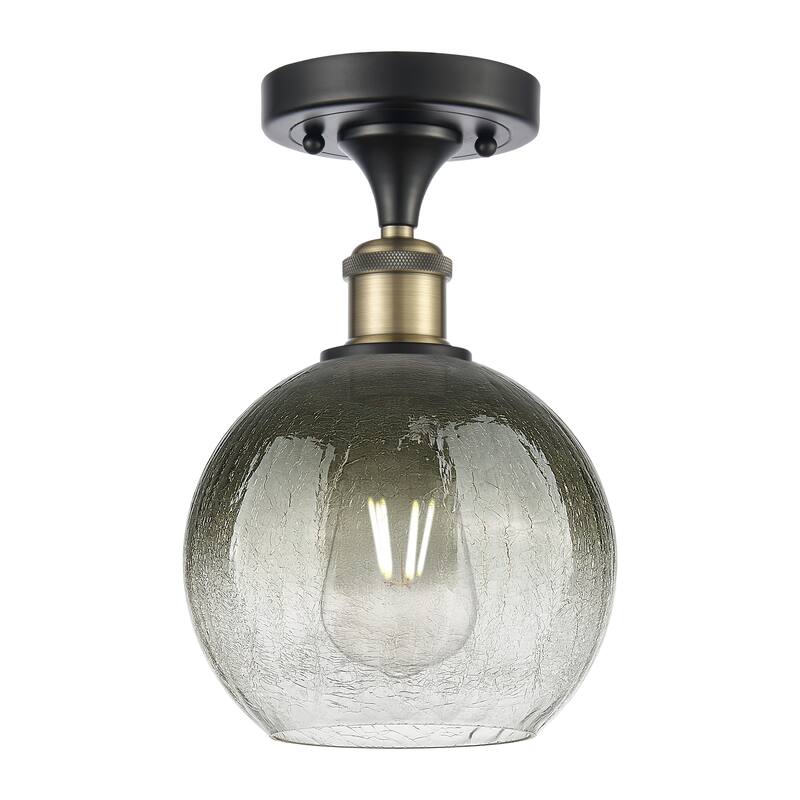 Innovations Lighting Endless Possibilities Ballston - Brookhaven Globe - 1 Light 8" Semi-Flush Mount - Slate/Black Antique Brass