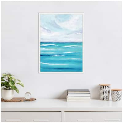 Kate and Laurel Sylvie Evening Ocean Waves Framed Canvas by Nikita Jariwala
