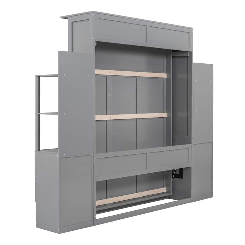 Queen Size Murphy Bed Wall Bed with Shelves