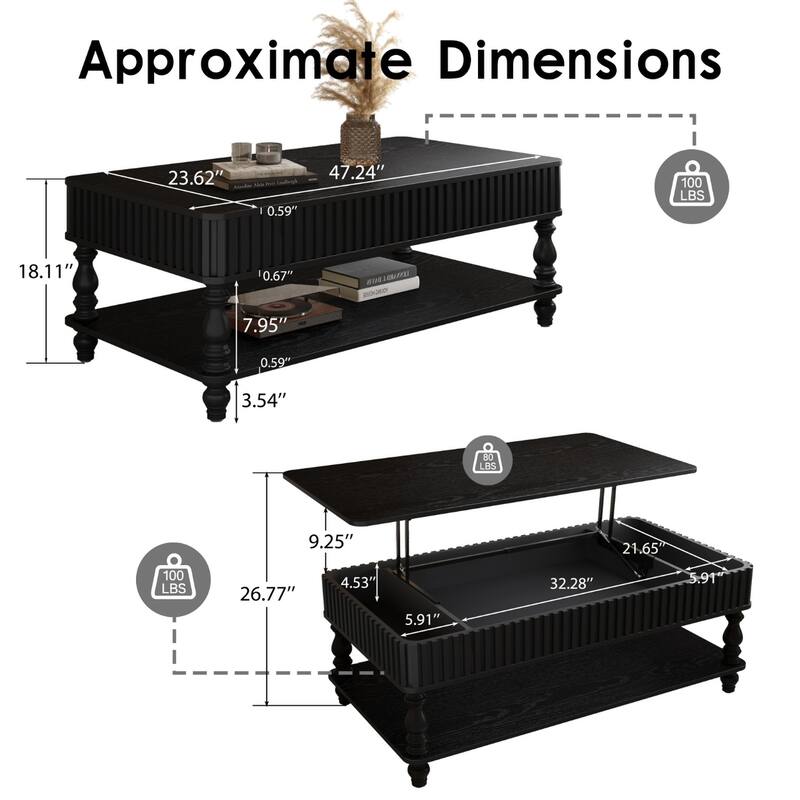 GDF Studio - Modern Wooden Lift-Top Coffee Table with Storage