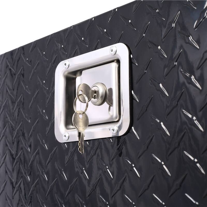 29 Inch Aluminum Trailer Tongue Box, Heavy-Duty Truck Bed Tool Box, RV Storage Organizer W/ Lock Keys, Trailer Chest Box
