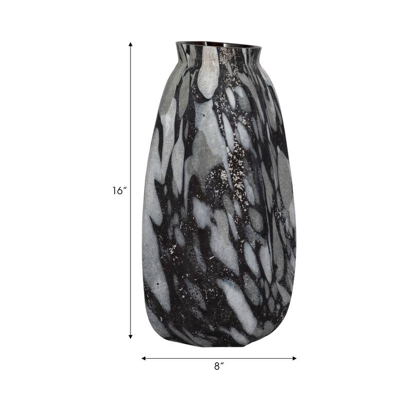 Decorative Glass Vase with Abstract Pattern - Artistic Tall Flower Vase for Home Decor