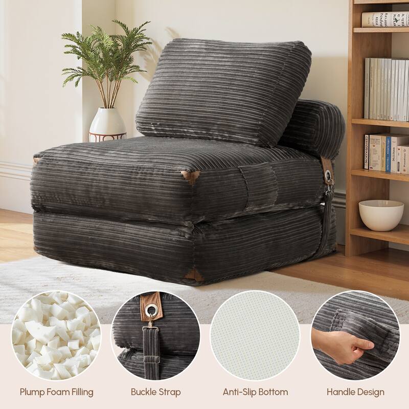 XIZZI Convertible Corduroy Floor Chair Folding Sofa Bed