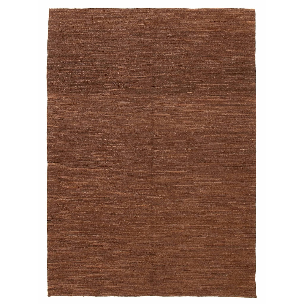 ECARPETGALLERY Flat-Weave Natural Brown Wool Kilim - 6'10 x 9'7