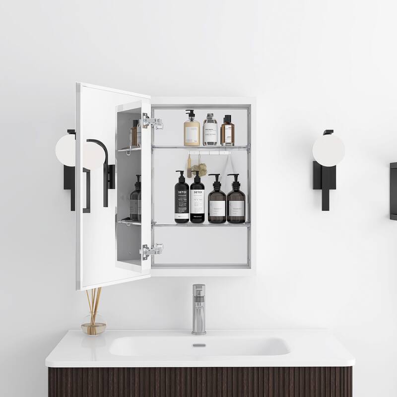 Rectangular Aluminum Medicine Cabinet with Mirror