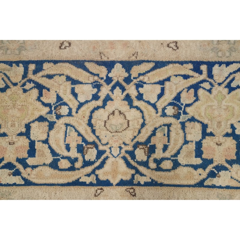 Hand Knotted Oriental 100% Wool Carpet Traditional Floral Beige & Ivories Kerman Area Rug - 13' 9'' X 9' 7''