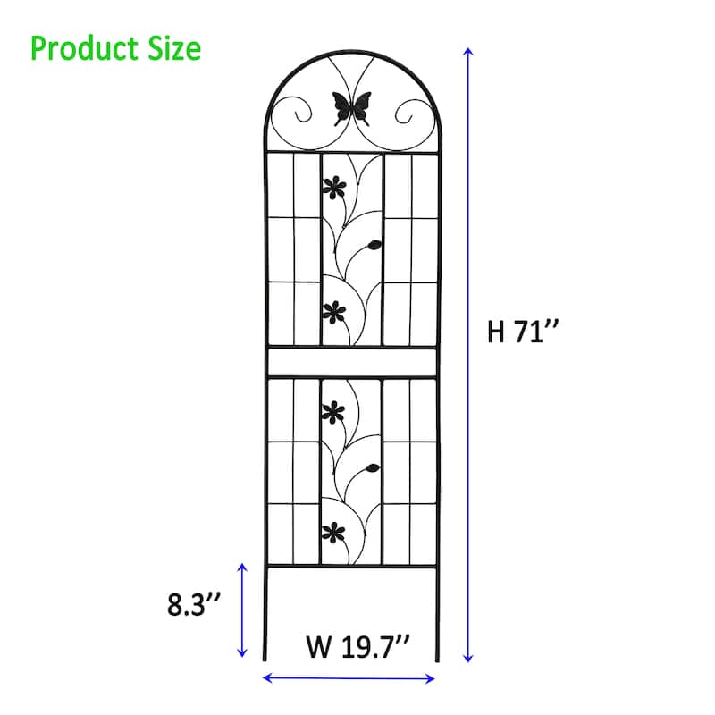 2 Pack Metal Garden Trellis Rustproof Trellis for Climbing Plants Outdoor Flower Support Dragonfly Deco Black
