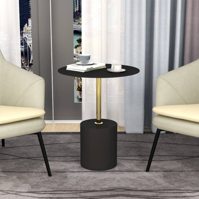 Malta Series Round Side Table - Premium Stainless Steel Pedestal Base - Architectural Accent End Table for Home & Office