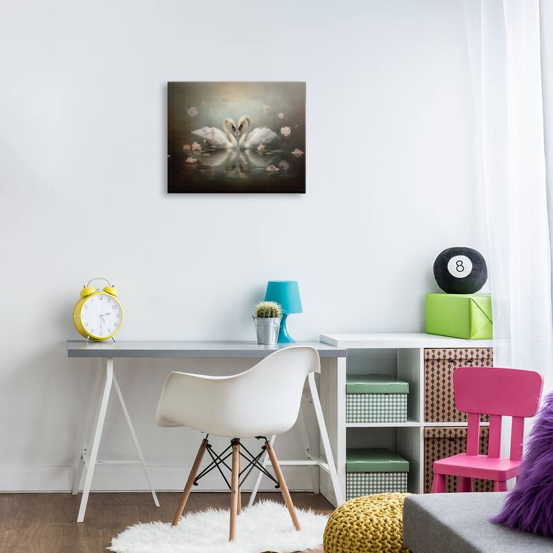 Stupell Romantic Swans Reflection Canvas Wall Art Design By Arlington Prints