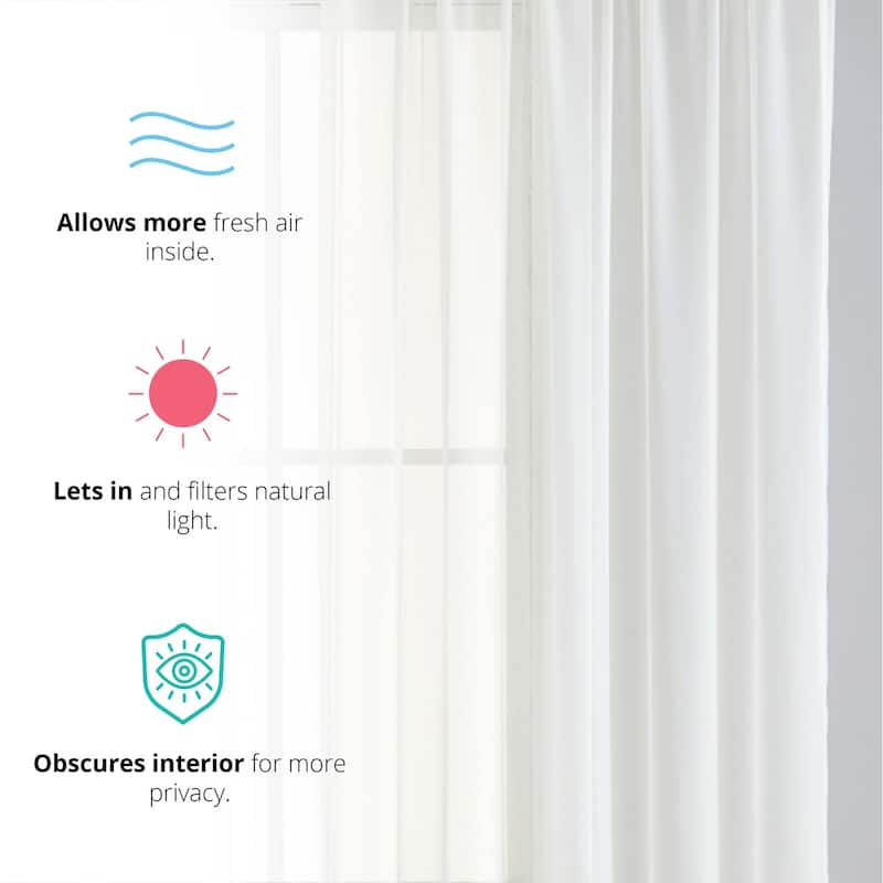 HLC.me Geneva Sheer Voile Window Treatment Rod Pocket Curtain Panels Bedroom and Living Room (Set of 4)