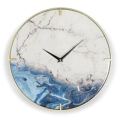 StyleCraft Marbled Blue Metal Wall Clock