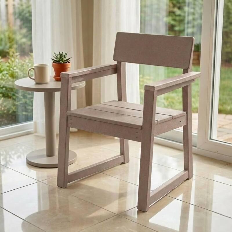HDPE Outdoor Dining Armchairs, All-Weather Patio Chairs with Backrest & Armrests for Backyard, Deck, Porch, Garden