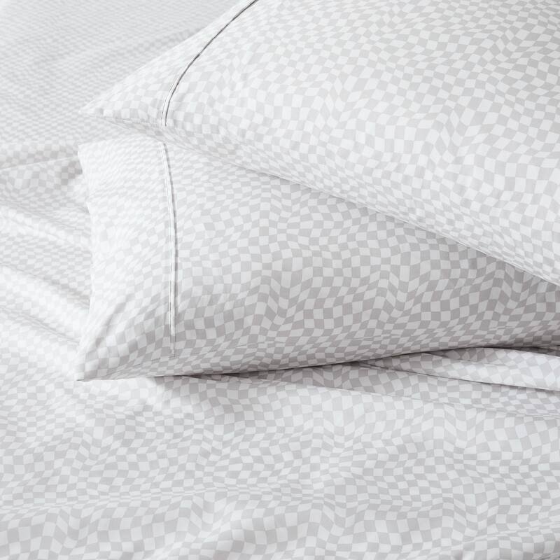 Lush Decor Circus Wavy Checks Light Gray Sheet Set