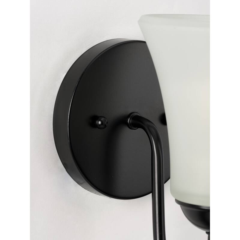 Classic Collection One-Light Matte Black Etched Glass Traditional Bath Vanity Light - 5 in x 7 in x 8 in