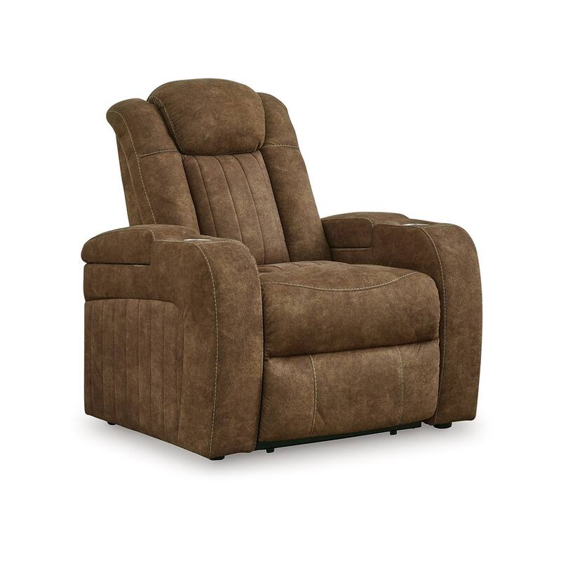 Alexy Power Recliner Chair, Cupholder, USB Port, Brown Faux Leather