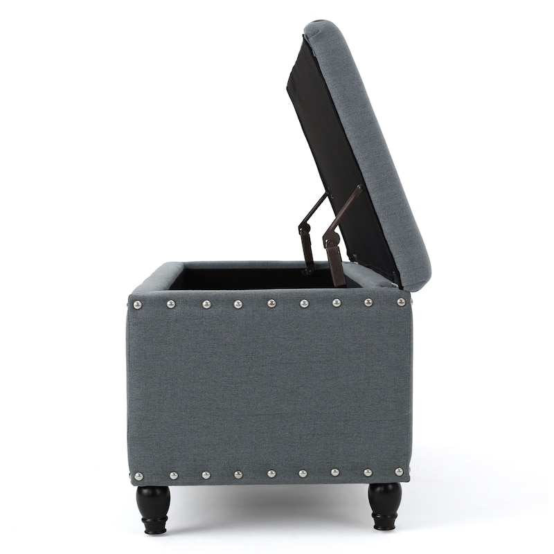 Tatiana Contemporary Fabric Storage Ottoman with Nailhead Trim by Christopher Knight Home