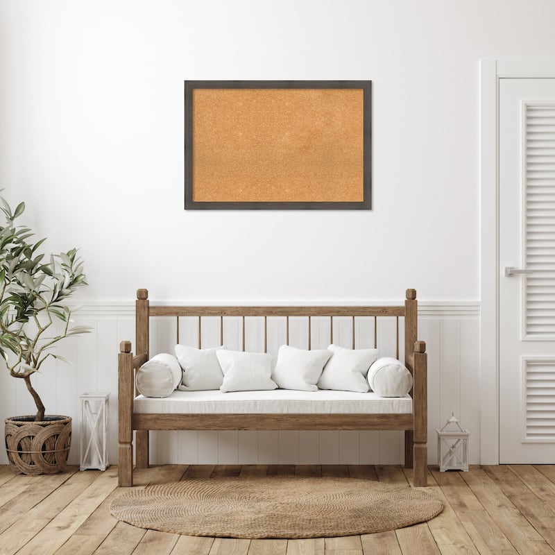 Hardwood Narrow Wood Framed Natural Corkboard Bulletin Board