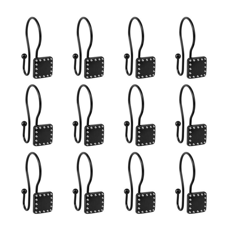 Utopia Alley Shower Hooks, Double Shower Curtain Hooks for Bathroom, Crystal Design, Set of 12