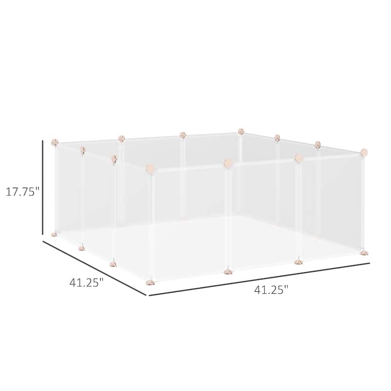 PawHut Pet Playpen DIY Small Animal Cage Open Enclosure Portable Plastic Fence 12 Panels for Kitten Bunny Chinchilla Guinea Pig