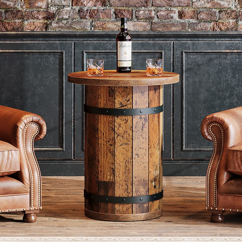 Industrial Side Table with Sturdy Base, Round