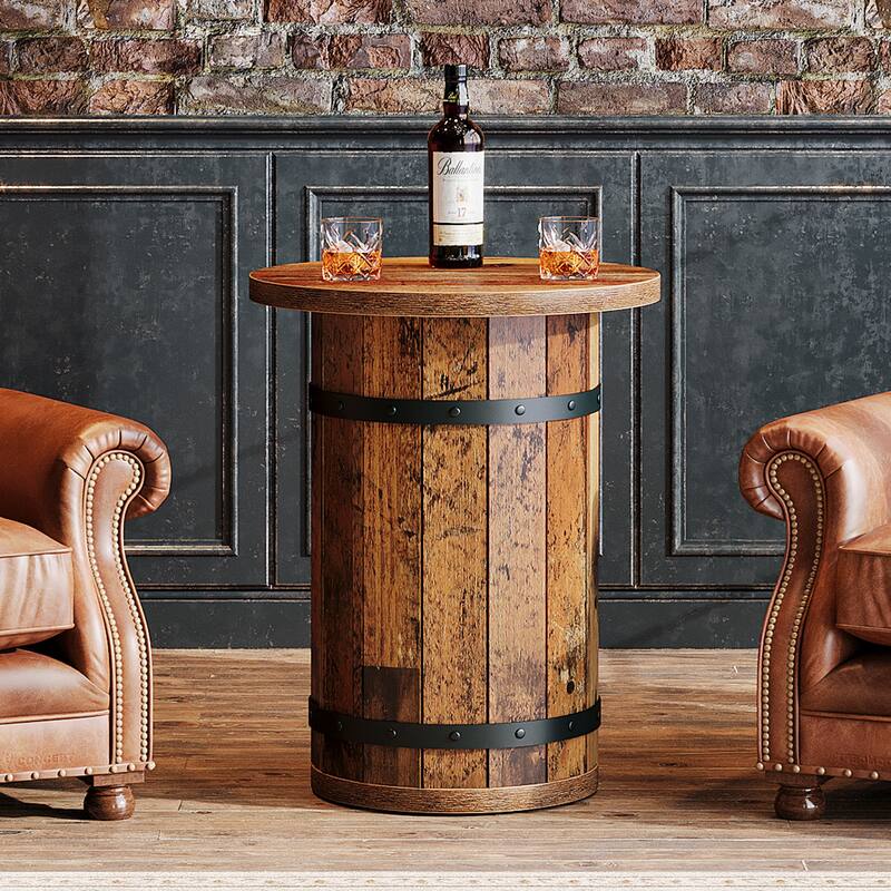 Round Industrial Side Table with Sturdy Base