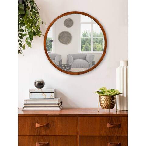 Kate and Laurel McLean Round Wood Framed Wall Mirror