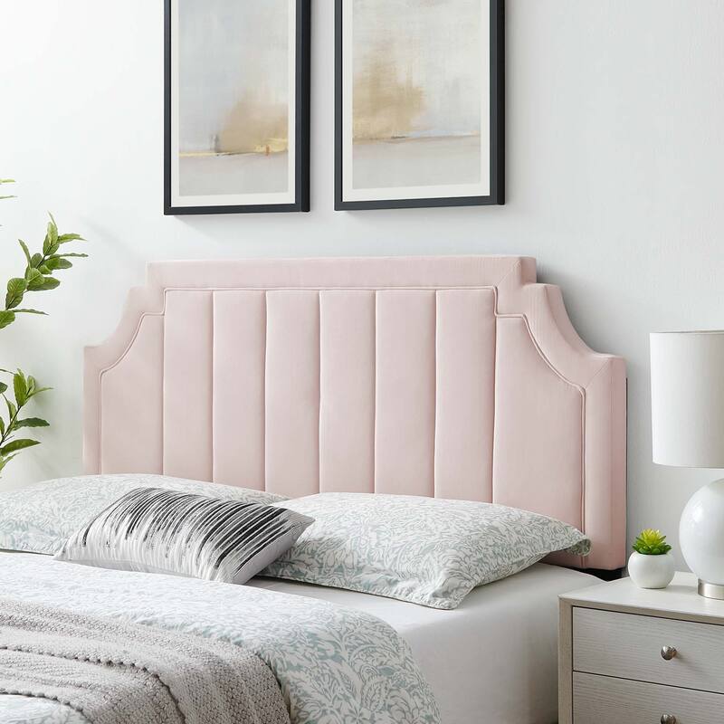 Alyona Channel Tufted Performance Velvet Full/Queen Headboard - Pink