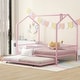 preview thumbnail 3 of 25, House-Shaped Metal Full Size House Bed with Fence and Twin Trundle