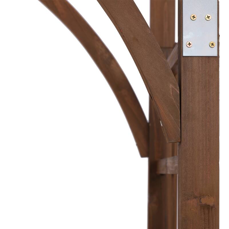 84.65" H Dark Brown Fir Wood Garden Arch for Climbing Plants with Rustproof Iron Frame - 62.99” x 23.62” x 84.65" (L x W x H)