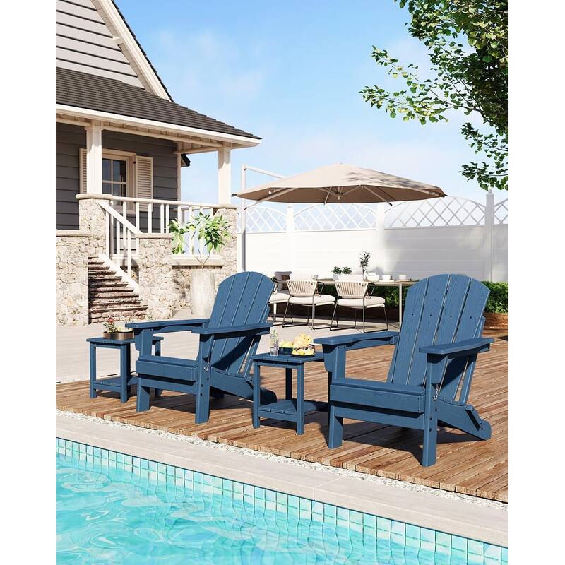 Folding Adirondack Chairs Set Of 1 HDPE Plastic Outdoor Chairs