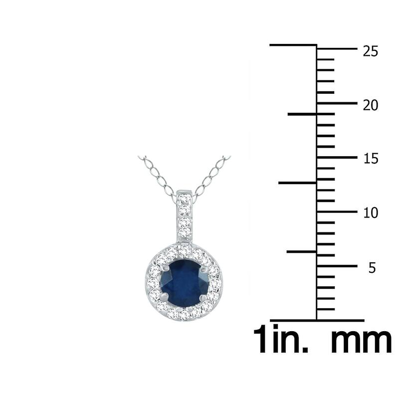 Marquee 1/2 Carat TW Halo Sapphire And Diamond Pendant in 10K White Gold