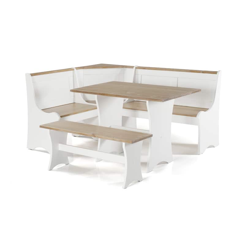 Linon Hillcrest 3-Piece Storage Nook - White/Driftwood