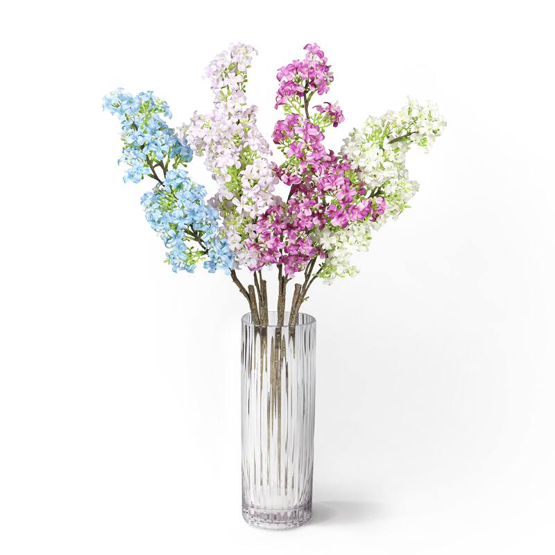 Set of 2 White Artificial Lilac Flower Stem Spray 27in - 27" L x 6" W x 4" DP