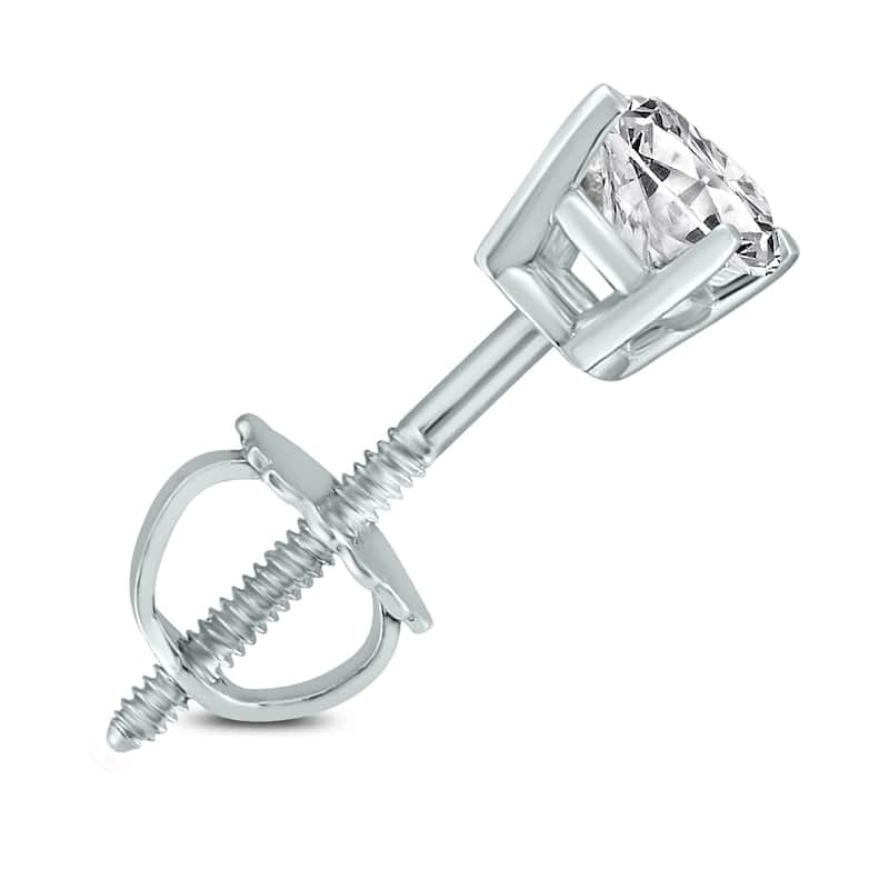 Marquee 1/4 Carat Round Single Stud Diamond Earring in 14K White Gold