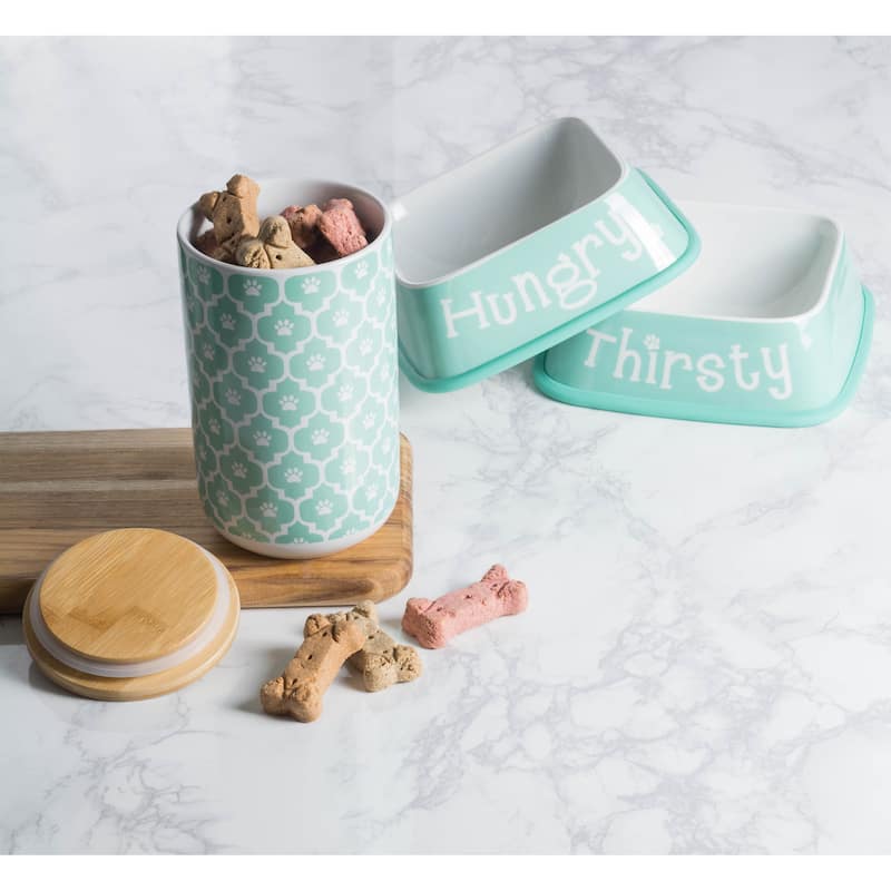 Bone Dry Paw Lattice Print Ceramic Treat Canister