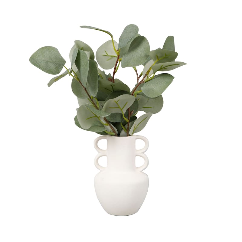 Silver Dollar in 5"H Ceramic Vase w Double Handles 3.5*3.5*5