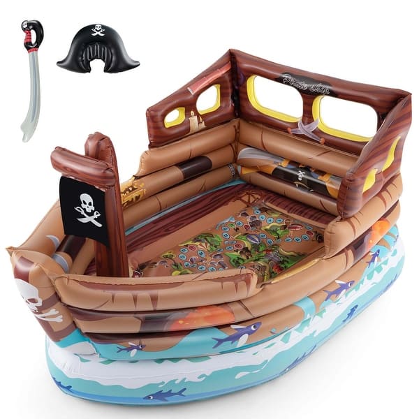 slide 2 of 10, Costway Inflatable Pirate Ship Playhouse with Built in Motor - Multicolor - See Details Multicolor - See Details - Kids