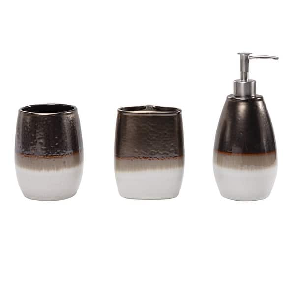 slide 2 of 2, Paseo Road by HiEnd Accents Gilded Stoneware Countertop Bathroom Set, 3PC
