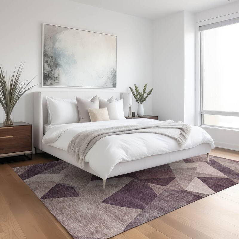 Machine Washable Indoor/ Outdoor Modern Queby Chantille Rug