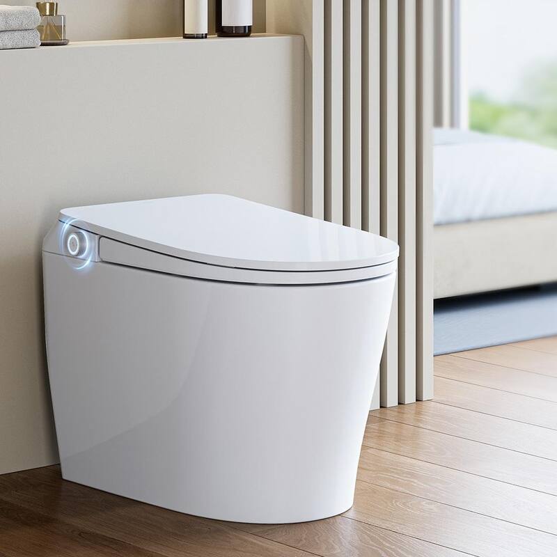 HOROW T32 Elongated Smart Toilet 1.1 GPF in White with Heated Seat, Auto Flush, Build-in Tank, Pump and Night Light - White