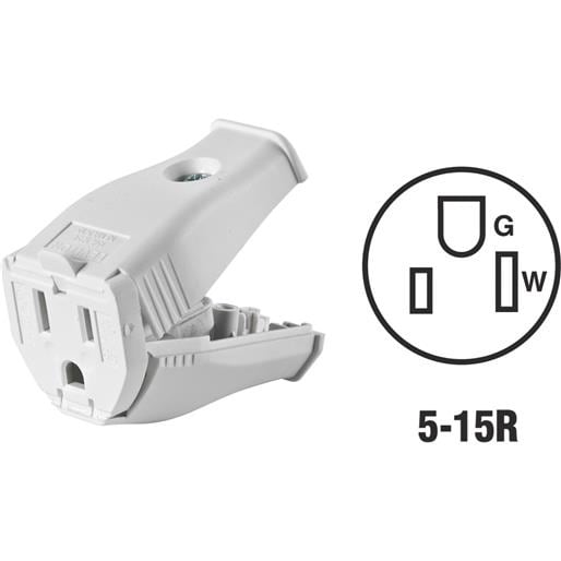Leviton 3W102-00E 2 Pole 3 Wire Grounding Cord Outlet Black