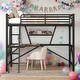 preview thumbnail 1 of 20, Modern Full Size Metal MDF Loft Bed With Built-in Desk And Shelf for Bedroom Black