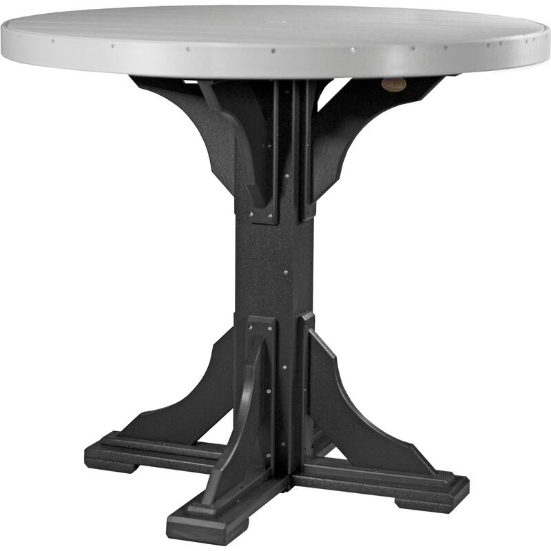 Poly Lumber Round Dining Table Set with Regular Chairs - Bar Height - Dove Grey & Black