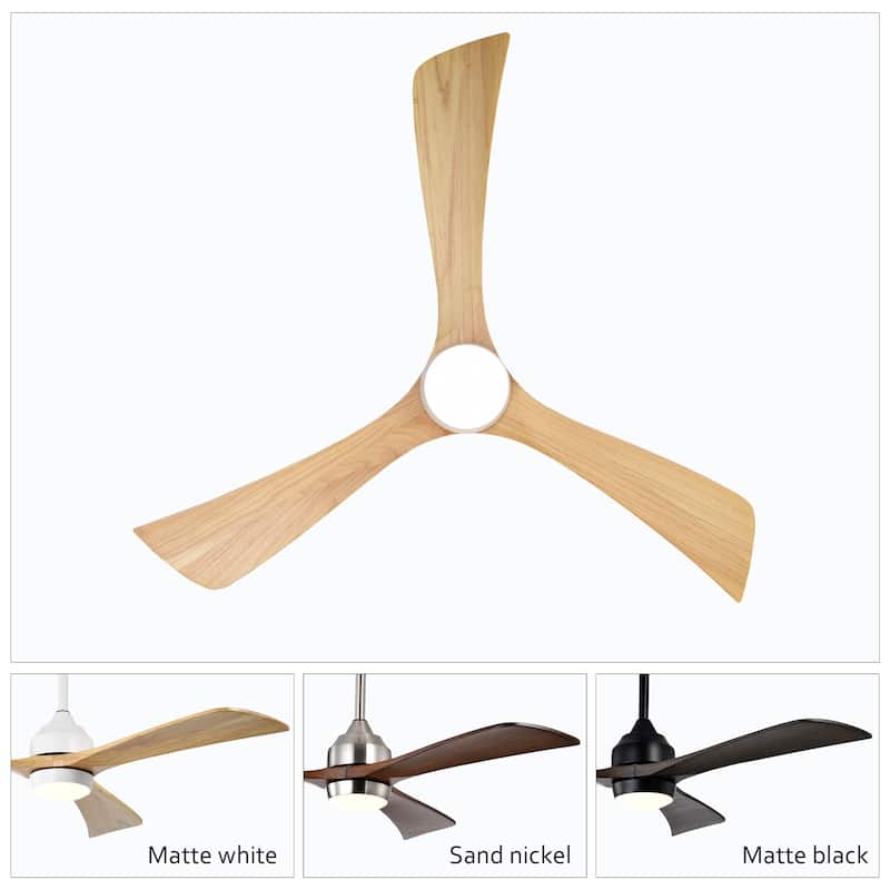 52" Solid Wood Blades Ceiling Fan with Lights Remote Control, Quiet DC Motor 3 Blade Ceiling Fans 6 Speed Levels