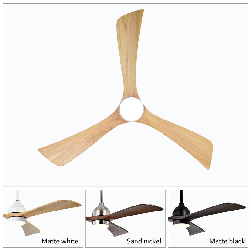 Sofucor 52 Inch Quiet Ceiling Fan with 3 Solid Wood Blades,Light & Remote,Reversible Ceiling Fan,for Patio Living Room,Bedroom
