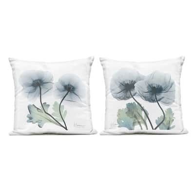 Stupell Luminous Sapphire Florals Printed Outdoor Throw Pillow Design by Albert Koetsier (Set of 2)