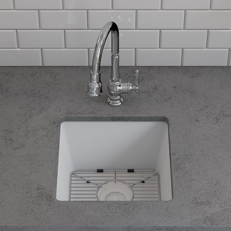 15" x 15" Quartz Kitchen Sink, Single Bowl Kitchen Sinks, Drop in Kitchen Sink, Granite Composite Kitchen Sink,... - 15"x15"